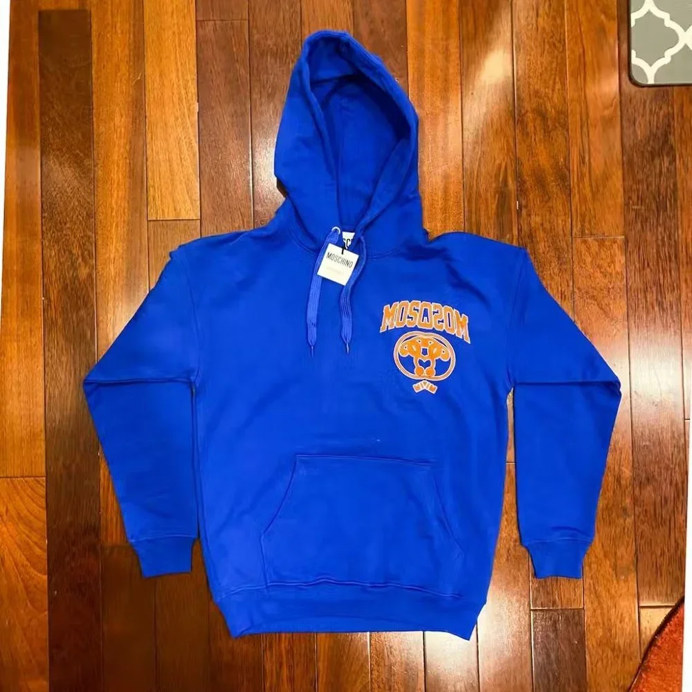 Moschino Blue Graphic Cotton Hooded Sweatshirt - Picture 3 of 9
